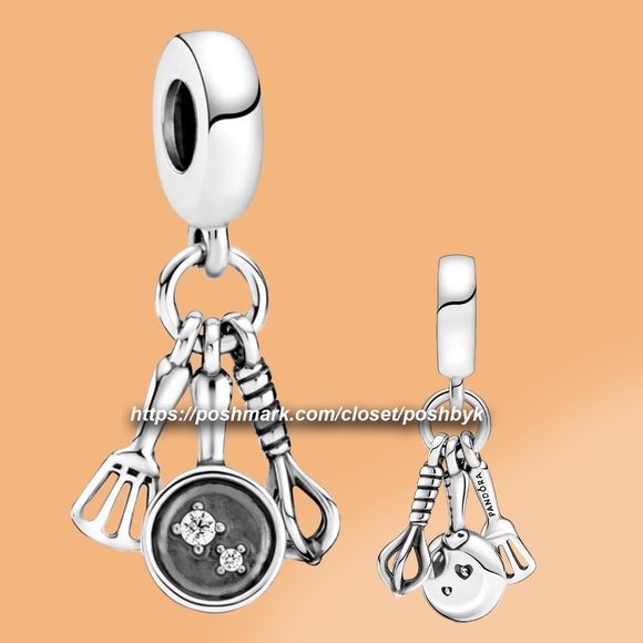 Pandora Spatula, Frying Pan & Whisk Dangle Charm 799531C01 - Picture 1 of 1